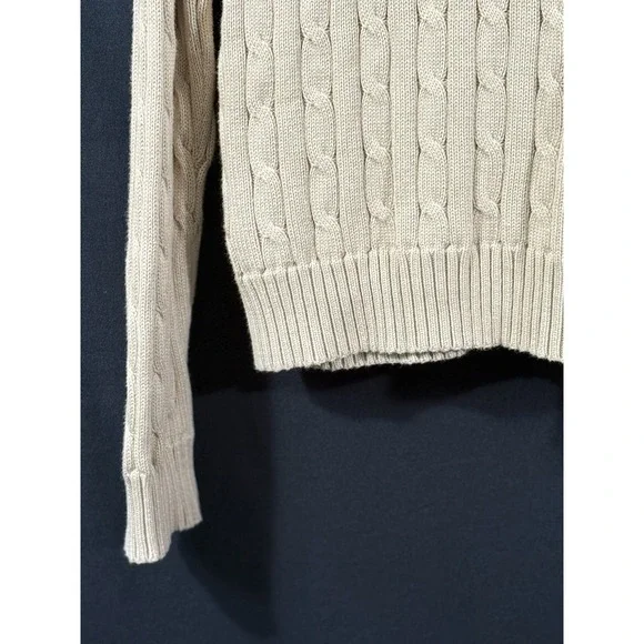 Polo Ralph Lauren Cable Knit Crew Neck Sweater 100% Cotton Tan Preppy Mens XL - Picture 13 of 14